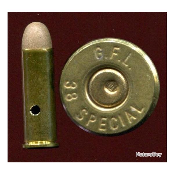 .38 Sp�cial Tir R�duit Italie - balle d�sintr�grante sans plomb couleur beige - Etui laiton GFL