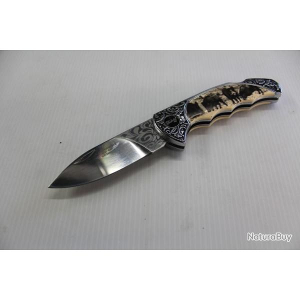 COUTEAU CHASSE "HERBERTZ" DECOR SANGLIER