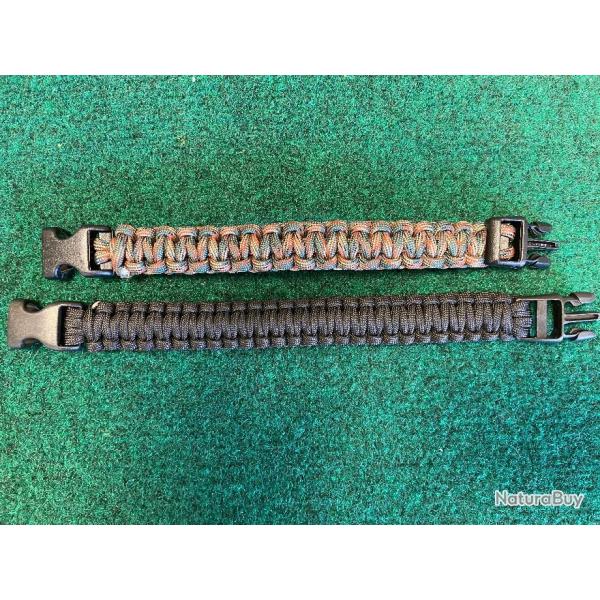 Lot de 2 bracelets tactiques en paracorde - Automne et Noir