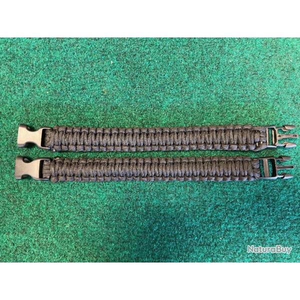 Lot de 2 bracelets tactiques en paracorde - Noir