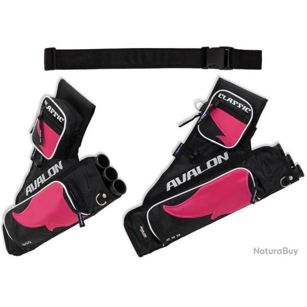 AVALON - Carquois de Hanche CLASSIC GAUCHER (LH) NOIR ET ROSE