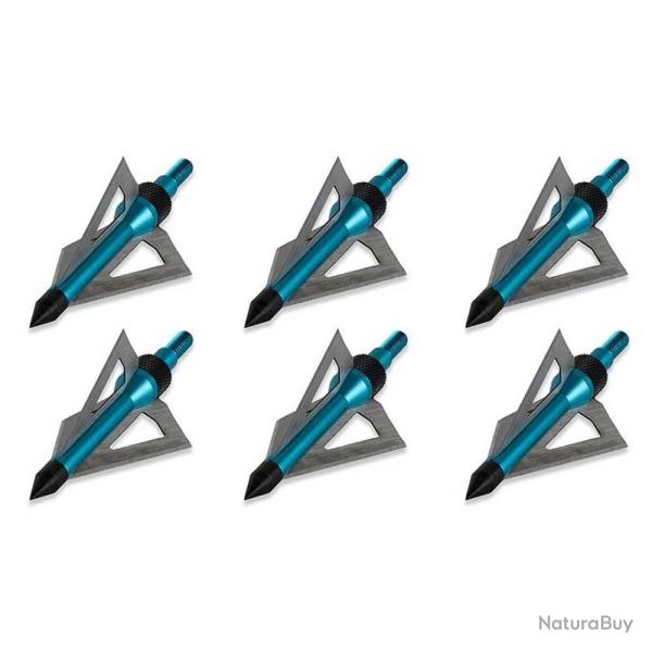 Lot de 6 Pointes de chasse 100gr 3 lames pour fl�ches d'arcs et arbal�tes