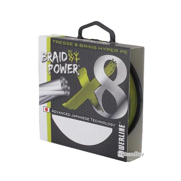 Tresse braidpower 8 brins 135 M 23 mm Verte