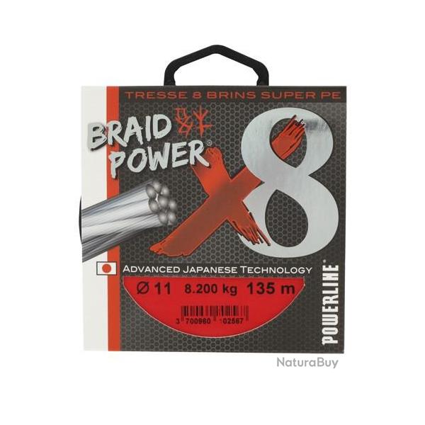 Tresse braidpower 8 brins 135 M 23 mm Rouge