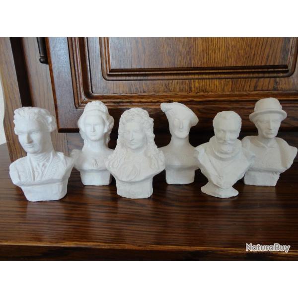 Lot de 6 bustes Roi et Reine de France