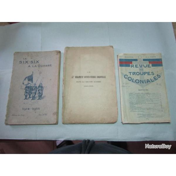LOT DE 3 LIVRES RGIMENT DE LA  GUERRE 14-18