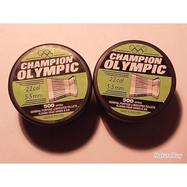 Lot de 2 boites de 500 plomb diabolos pour carabine � air comprim�e fabrication anglaise CAL 5.5MM