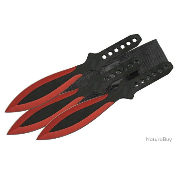 Lot de 6 Couteaux de Lancer Red Throwing Knife Set 6 Pcs Acier Inox Etui Nylon (CN211415RDx2)