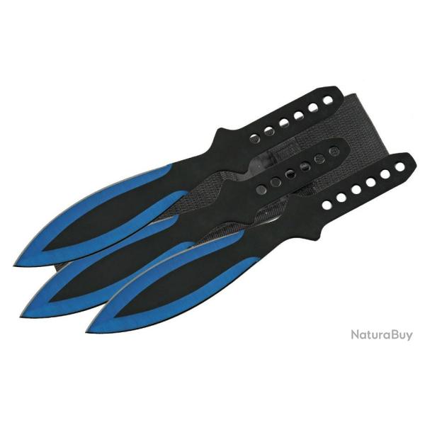 Lot de 6 Couteaux de Lancer Bleu Throwing Knife Set 6 Pcs Acier Inox Etui Nylon (CN211415BLx2)