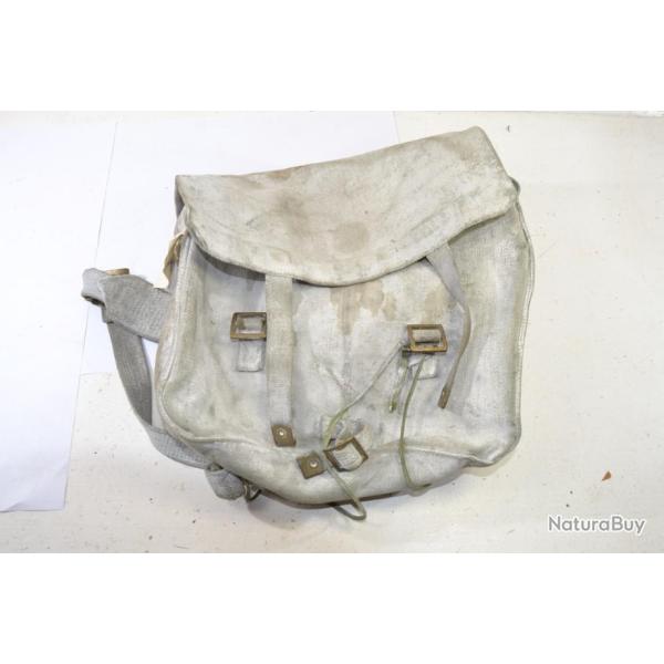 Sac a dos / musette Arme Anglaise / Belge ABL, blancot. Complet avec bretelles WW2 ou aprs Guerre