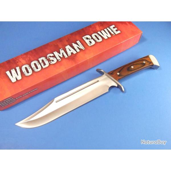 Gros Couteau Bowie Alamo Lame Acier Carbone/Inox Manche Bois Etui Nylon CN211397