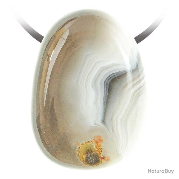 Pendentif goutte pierre perc�e en agate de Botswana
