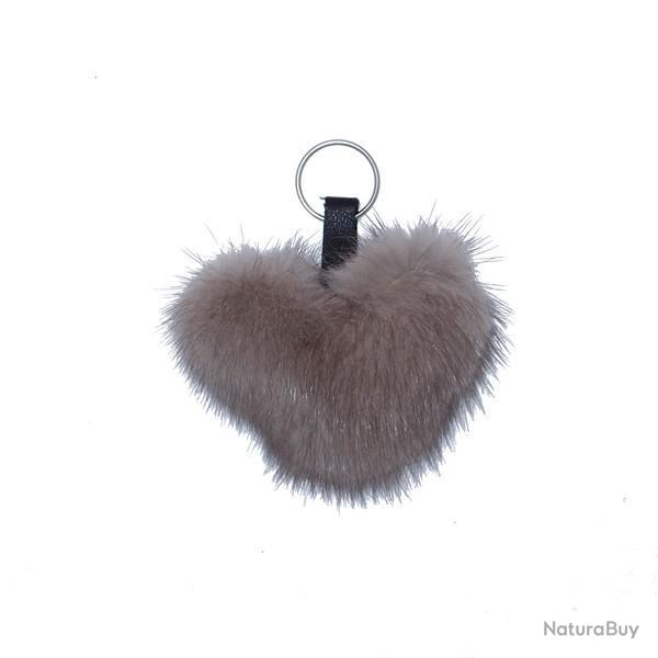 Porte-cl�s coeur en Vison - Gris