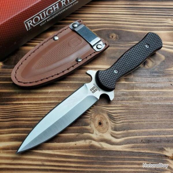 Couteau de Botte Rough Rider Lame Acier 440 Manche Abs Etui Cuir RR1810