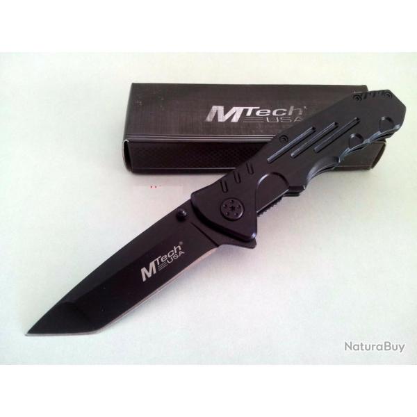 Couteau Mtech Tactical Tanto Lame Acier 440 Manche Acier Linerlock Clip MT378