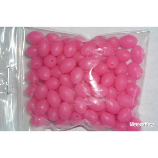 100  perles ovale  8 mm x 6 mm  rose pour montage ligne peche en mer