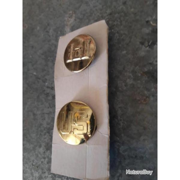 PAIRE D'INSIGNES DU GENIE US,MODELE TROUPE,SOUS-OFFICIER