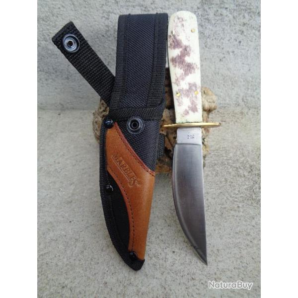 Couteau Poignard Bushcraft Marbles Cowboy Acier Carbone/Inox Manche Os Couleur Appaloosa MR318