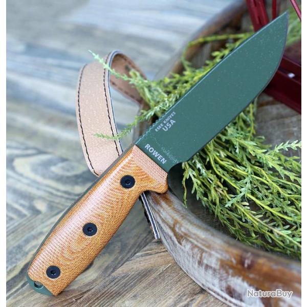 Couteau ESEE Esee-4 OD Green Manche Natural Micarta Acier Carbone 1095 Etui Plastic USA ES4POD011