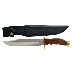 Dague de chasse l&eacute;opard manche bois lame acier inox 21cm