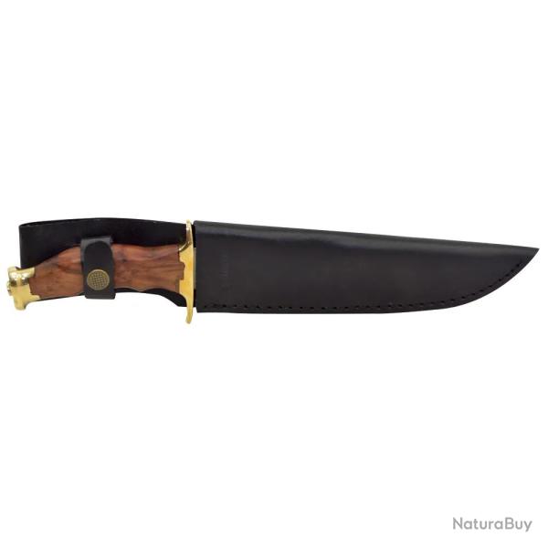 Dague de chasse l�opard manche bois lame acier inox 21cm