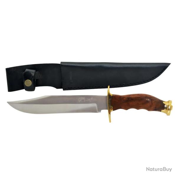 Dague de chasse l�opard manche bois lame acier inox 21cm