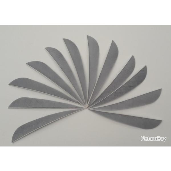 Lot de 12 plumes naturelles Paraboliques 4 pouces Droitier (RH) gris