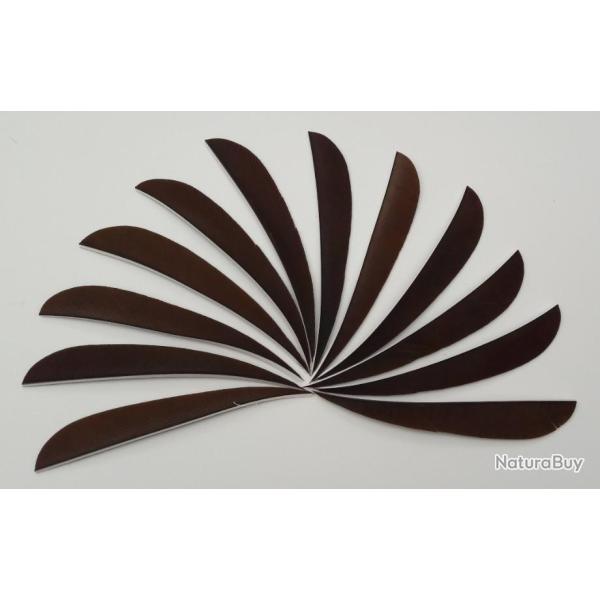 Lot de 12 plumes naturelles Paraboliques 4 pouces Droitier (RH) marron fonc