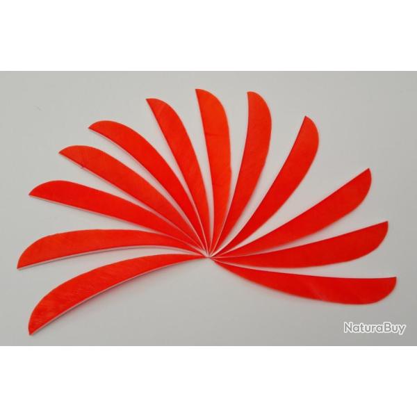 Lot de 12 plumes naturelles Paraboliques 4 pouces Droitier (RH) orange