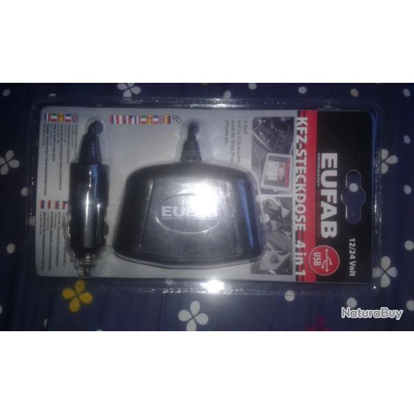 Deux sorties de prise allume cigare 12v.avec 2fiches USB.