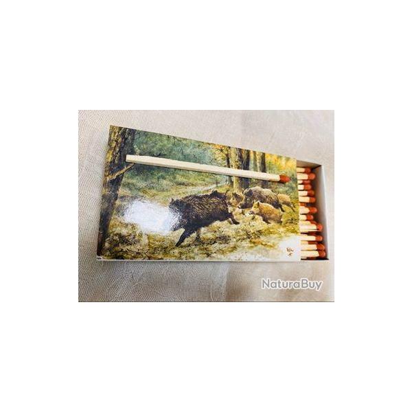 Boite de 45 allumettes avec diffrents motifs - sanglier