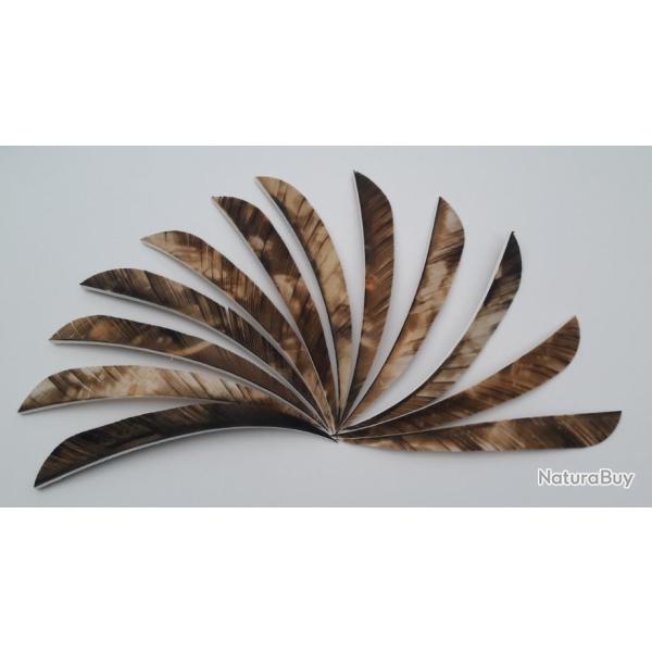 Lot de 12 Plumes Naturelles Paraboliques 5 pouces Camo Noir-Marron