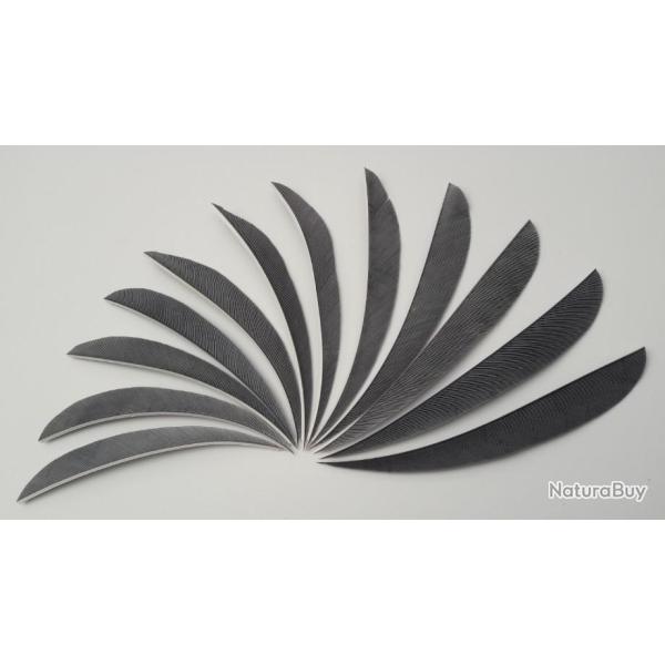 Lot de 12 Plumes Naturelles Paraboliques 5 pouces gris