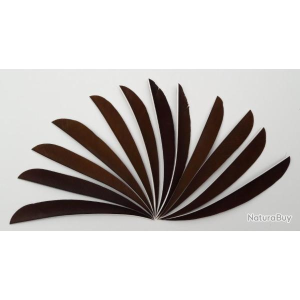 Lot de 12 Plumes Naturelles Paraboliques 5 pouces marron fonc�