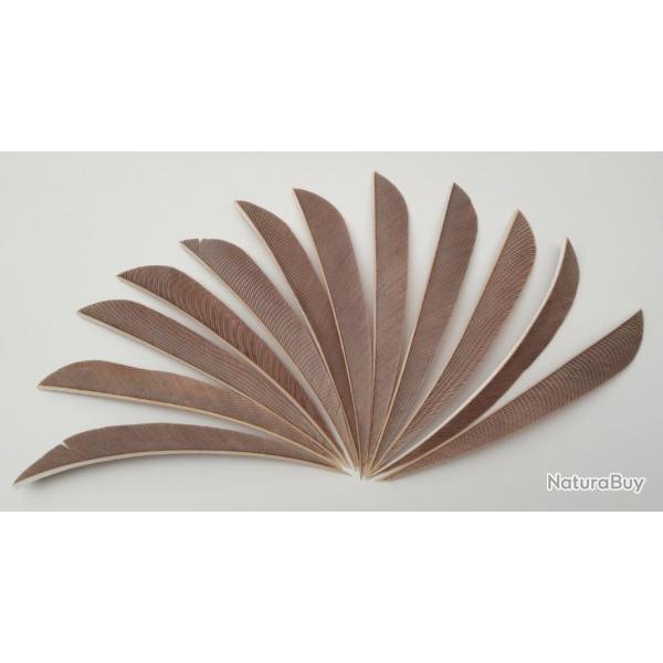 Lot de 12 Plumes Naturelles Paraboliques 5 pouces marron clair