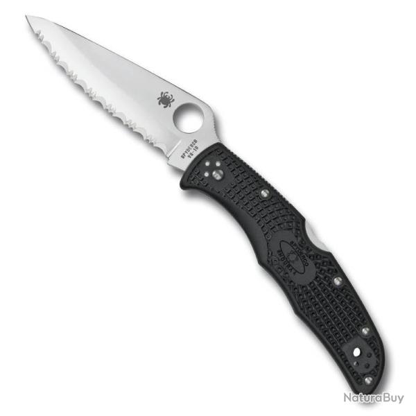 Couteau "Endura 4" VG-10 / nylon-fibre de verre noir, Tranchant dentel� [Spyderco]