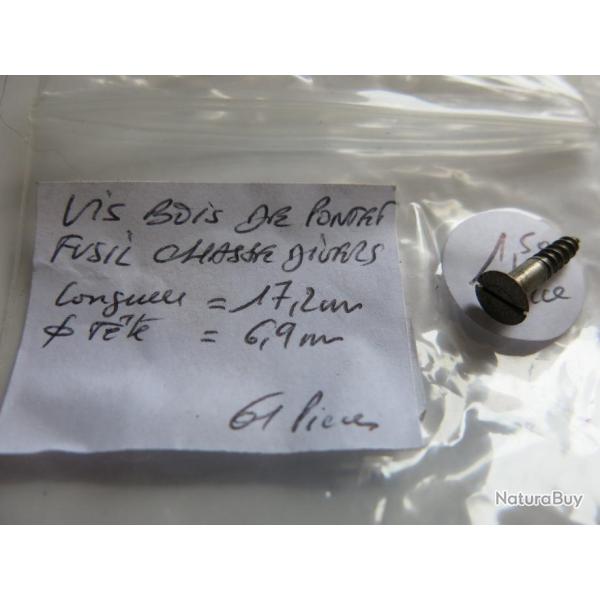 VENDU PAR CUIRASSIER11  N81  VIS D'ARMURERIE BOIS POUR FIXATION DES PONTETS