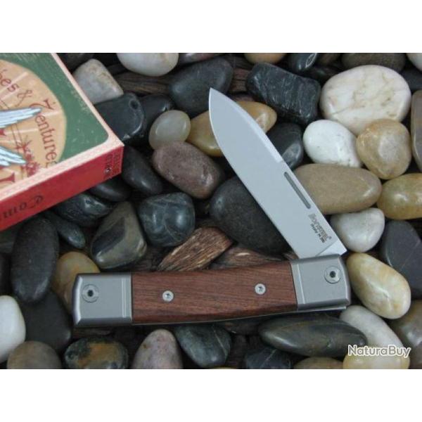 Couteau LionSteel BestMan BM2 Lame Acier M390 Manche Santos Wood/Titane Made Italy LSTBM2ST