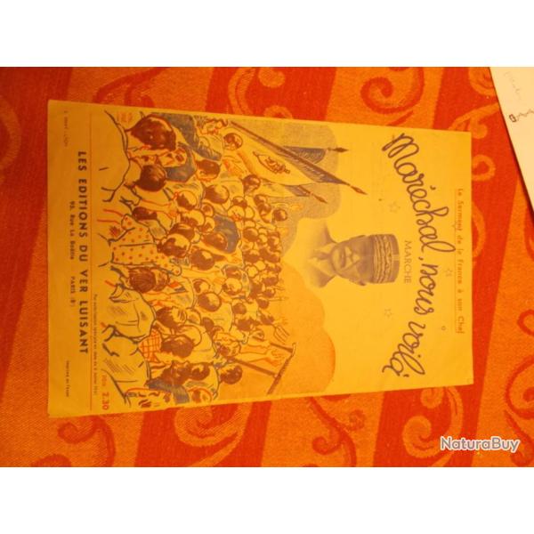 TRES RARE !!!! Livret de chant PETAIN  "Mar�chal nous voil�"  100% d'origine FRANCE ww2