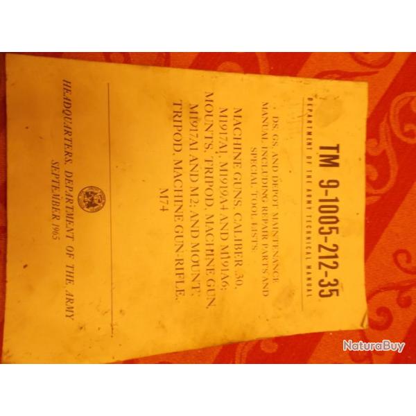 RARE !!!!   Manuel US de la Mitrailleuse BROWNING 1919   100% d'origine !!!