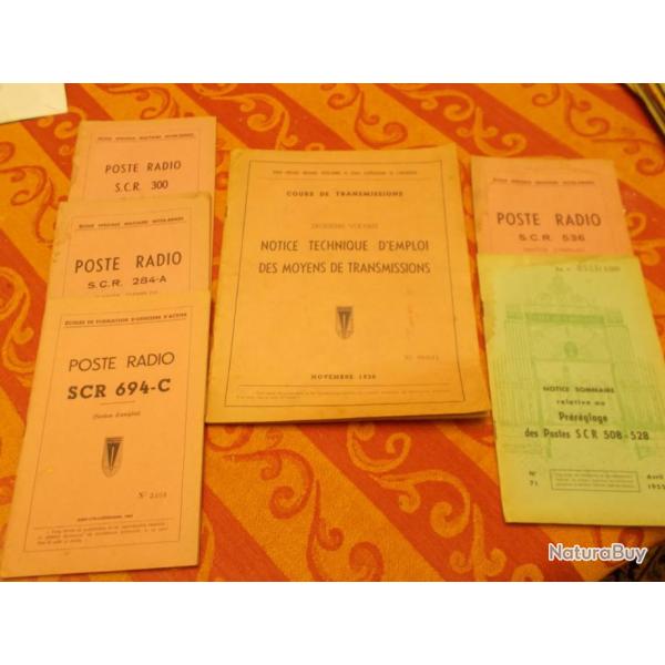 RARE!!!  Lot de Manuels TRANSMISSION militaire  ( Postes SCR ) France   100% d'origine !!!