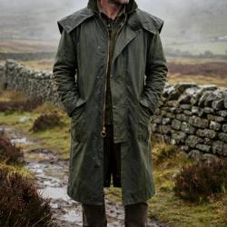 Manteau Stockman Huil&eacute; Cape long Vert