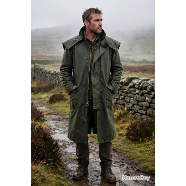 Manteau Stockman Huil� Cape long Vert