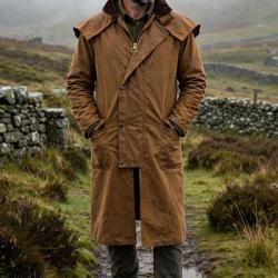 Manteau Stockman Huil&eacute; Cape long Sable