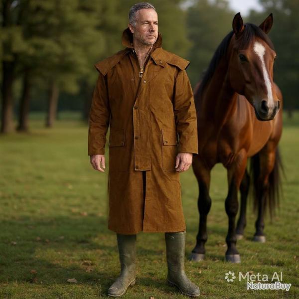 Manteau Stockman Huil� Cape long Sable