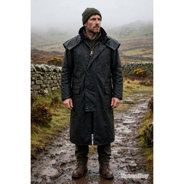 Manteau Stockman Huil� Cape long noire