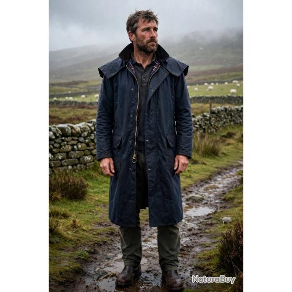 Manteau Stockman Huil� Cape long Bleu