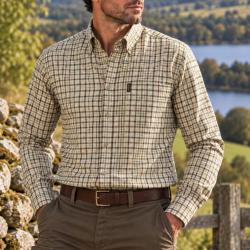 Chemises Tattersall Marron/vert