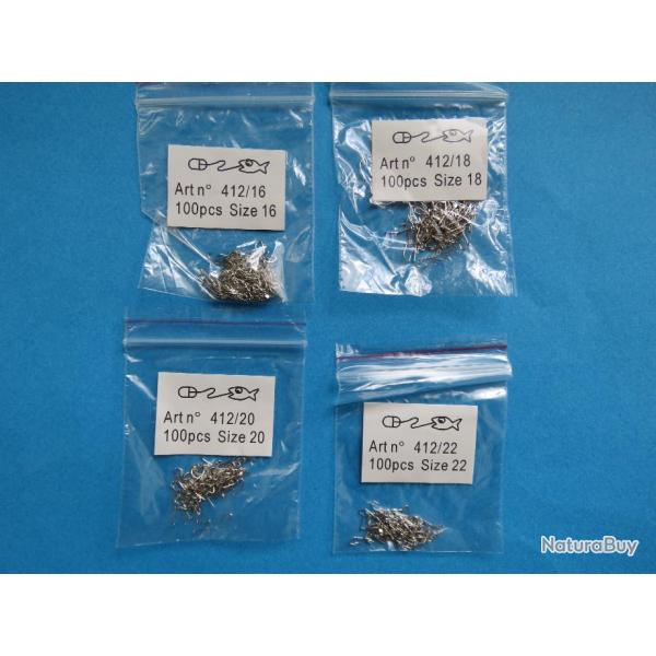 Lot de 400 hameons n16, 18, 20, 22 pour pche au coup