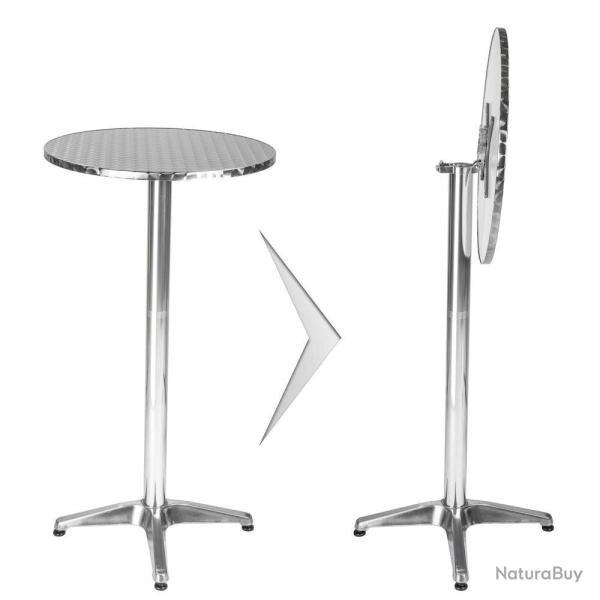 Mange debout aluminium diamtre table 60 cm diamtre pied 5,8 cm pliable hauteur rglable 74/114 cm